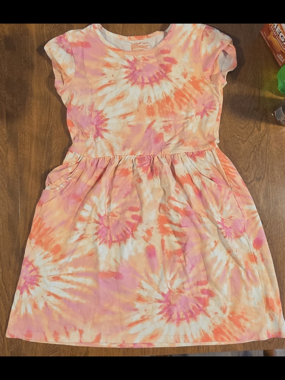 Cat & Jack Tie-Dye Short Sleeve Dress in Pink and Orange